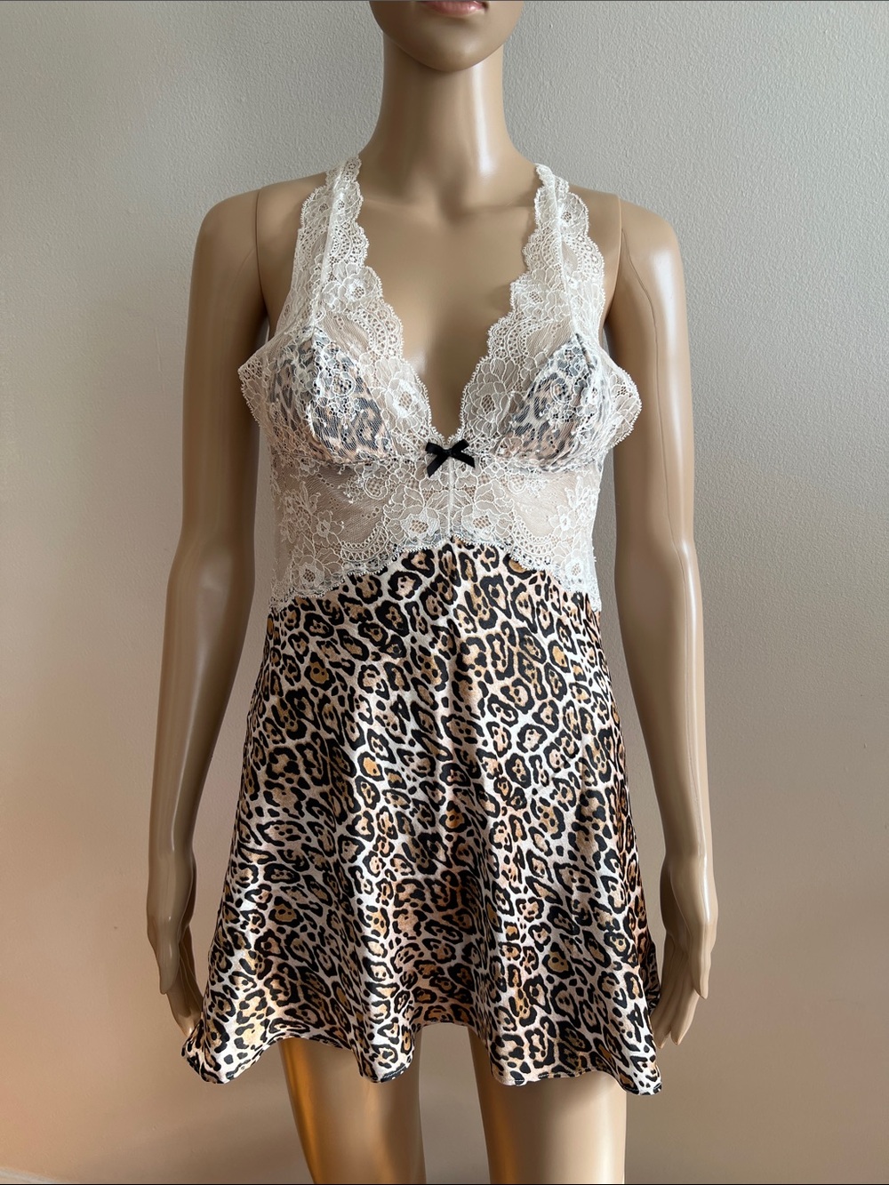Vintage 90’s Victoria’s Secret Leopard Mini Slip Dress Open Back Size S NWT